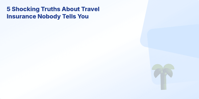 A slide with a calming blue and white background featuring five key truths about travel insurance.  A gently swaying palm tree is subtly animated, and the final segment shows a carefree traveler, symbolizing peace of mind. Fragment #1