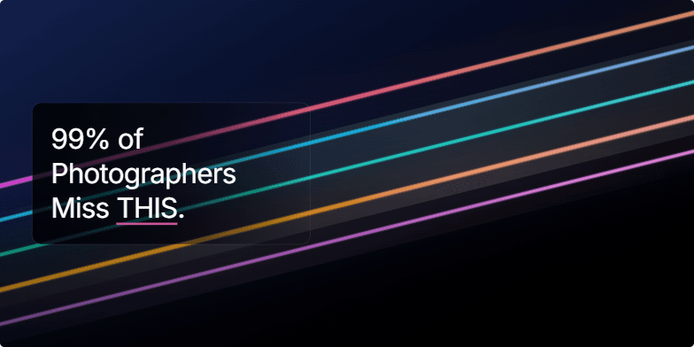 Dark background with vibrant light trails streaking across, resembling a long exposure photograph. Text overlay reads: '99% of Photographers Miss THIS. (See How to Capture It)' Fragment #2