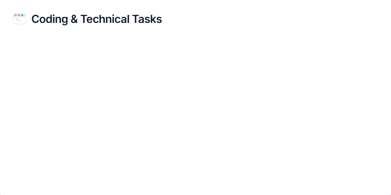Slide displaying code snippet examples and highlighting the use of AI assistants for coding tasks like code generation, error explanation, and documentation summarization. Fragment #1