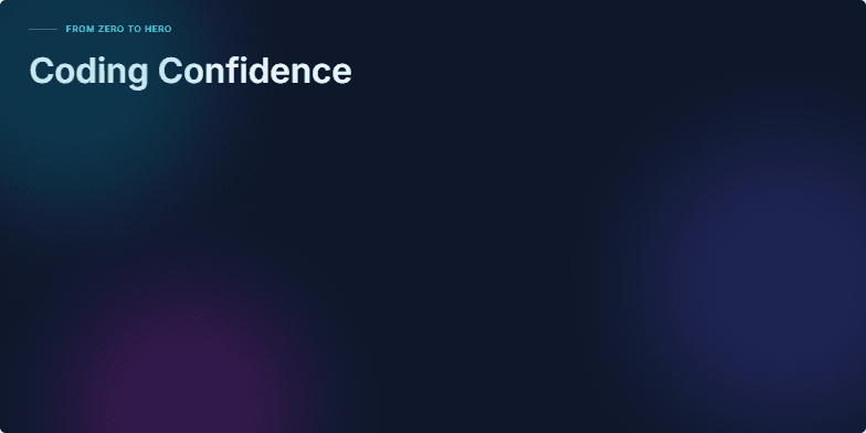 A dark-themed slide with neon-highlighted code, a futuristic title 'Coding Confidence in 30 Days: From Zero to Hero,' and a digital countdown timer emphasizing the 30-day challenge. Fragment #1