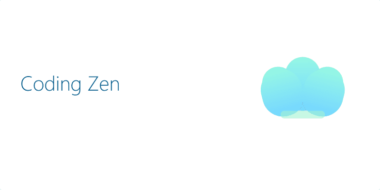 A minimalist slide with a calming blue-green gradient background. A stylized lotus flower unfolds in the center, with subtle animations of falling leaves. The title 'Coding Zen: Mastering Focus in a Distracted World' appears in an elegant sans-serif font. Fragment #1