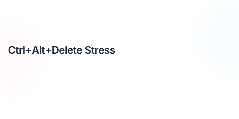 A minimalist slide with a pastel gradient background. The title 'Ctrl+Alt+Delete Stress: Mindfulness for the Digital Age' is displayed with a typing animation.  Key terms 'Mindfulness' and 'Digital Age' have a soft glow. A 3D brain model rotates, shifting from red to blue hues.  Mindfulness techniques are listed as bullet points. The overall mood is calm and optimistic. Fragment #1