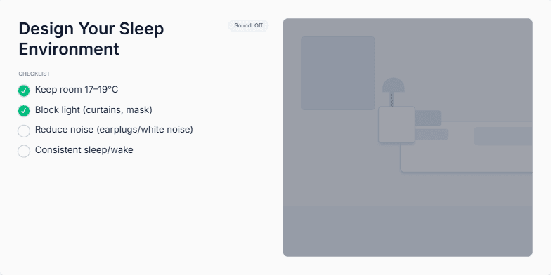 Slide displaying sleep myths and facts with a toggle switch for perspective flipping. Fragment #3