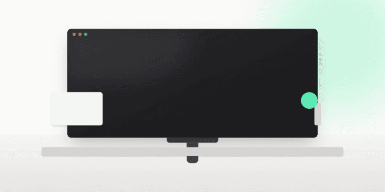 An abstract slide design representing a computer screen on a desk. The central dark panel displays the title: 'Experts Say This One Design Trick Makes 70% of Users Trust a Website More. Are You Using It?'. A soft green light pulses in the background, set against a muted cream and gray color scheme. Fragment #1