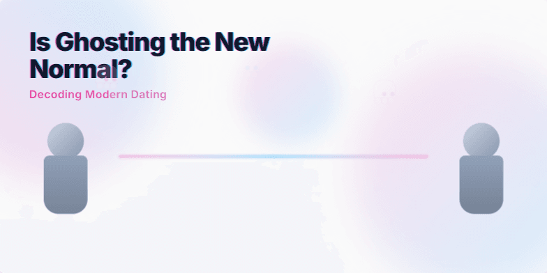 A vaporwave-themed slide with pastel pink and blue gradients, glitching text that reads 'Is Ghosting the New Normal? Decoding Modern Dating,' stylized silhouette figures, and animated ghost icons. Short quotes about ghosting fade in and out, emphasizing the emotional impact. Fragment #3