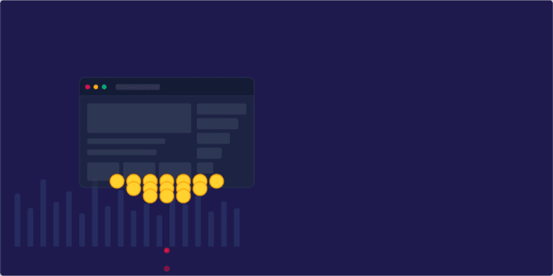 A stylized website icon drips red droplets onto a pile of coins against a dark blue background. The text 'Is Your Website Bleeding Money?' emphasizes the potential financial losses due to poor website design. Fragment #2