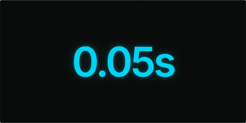 A dark, high-tech presentation slide with a pulsing grid background. The massive number '0.05s' blinks in bright cyan at the center, above the title: 'The 50 Millisecond Judgment: Why 94% of Negative Website Feedback Is Purely Design-Driven.' Fragment #1