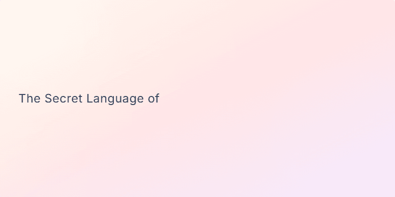 A slide with a calming peach and lavender gradient background. The title 'The Secret Language of Productive Mornings' appears gently, letter by letter. Animated icons of a coffee cup, journal, and sunrise float subtly, creating a peaceful and inspiring atmosphere. Fragment #2