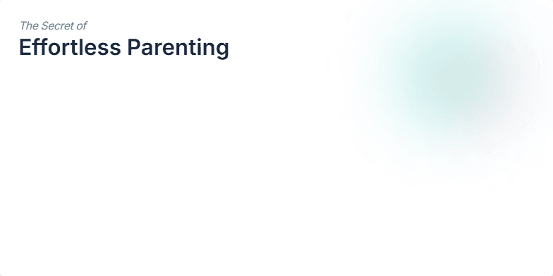 A serene slide with pastel hues and animated family silhouettes, promoting the concept of effortless parenting and finding joy in the journey. Fragment #1