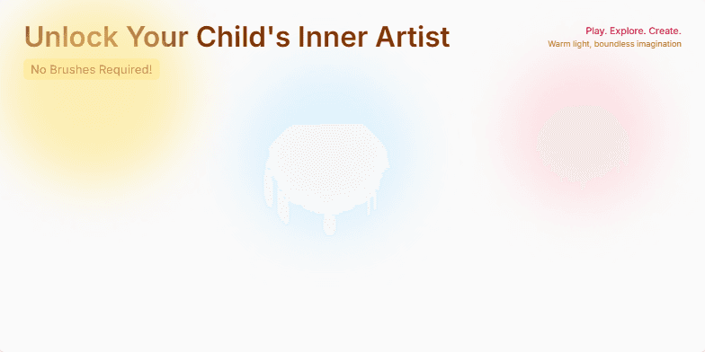 A slide with a warm, sunlit background showcasing a transition from traditional art supplies to a tablet and stylus. A child's sketch is shown transforming into a 3D model, highlighting the theme of unlocking children's artistic potential with digital tools. Fragment #1