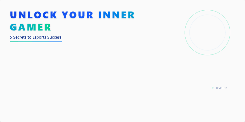 A slide with a dark blue and electric green background, featuring a title 'Unlock Your Inner Gamer: 5 Secrets to Esports Success'. Each secret is highlighted with an animated game controller icon and short, punchy text. Fragment #1