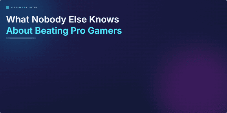 A dark, neon-infused slide with a cyberpunk aesthetic. The title 'What Nobody Else Knows About Beating Pro Gamers' is prominently displayed. The slide is divided into sections: 'The Edge Loop' and 'Tactical Exploits,' each outlining strategies with animated elements. Fragment #1