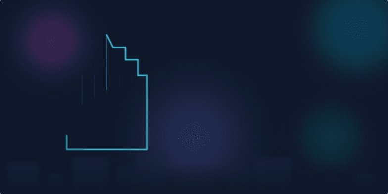 Title slide for 'Code as Architecture'. On the left, an animated cyan blueprint of a skyscraper draws itself on a dark background. On the right, the title glows in white and cyan, with a pulsing cursor at the end. The background features a subtle grid and abstract, out-of-focus city lights. Fragment #2