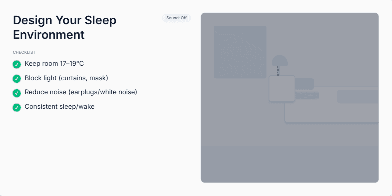 Slide displaying sleep myths and facts with a toggle switch for perspective flipping.