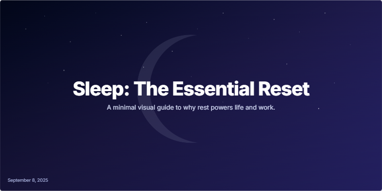 Screenshot of presentation "Sleep: The Essential Reset"